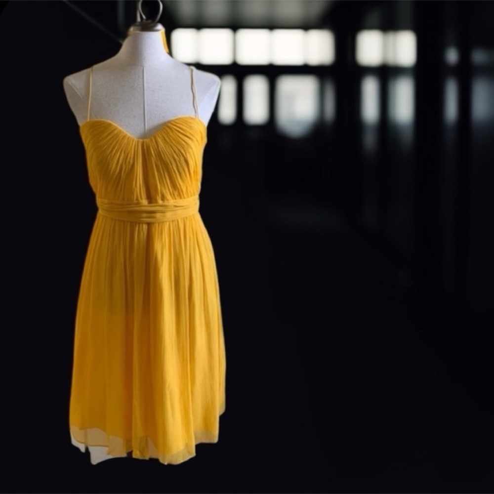 Elegant Yellow Spaghetti Strap Dress